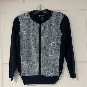 Etcetera zip up sweater with pockets.